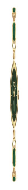 Gold-Toned Oval Dial Wrist Watch with Black Strap, Studded with Stones