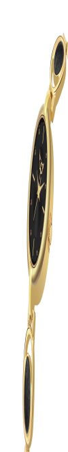 Gold-Toned Oval Dial Wrist Watch with Black Strap, Studded with Stones