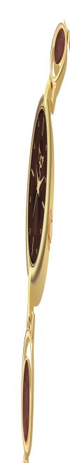 Gold-Toned Oval Dial Wrist Watch with Black Strap, Studded with Stones