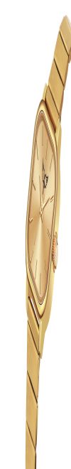 Gold Tone Square Analog Wrist Watch with Black Dial, Metal Strap
