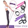 Pink or Purple Carry Bag Sturdy Yoga Long Bar Booty Exercise Band Strength/Stretching Resime Bar Pilates Kit Booty Bar Home Gym Equipment Pilates Bar with Resistance Bands 